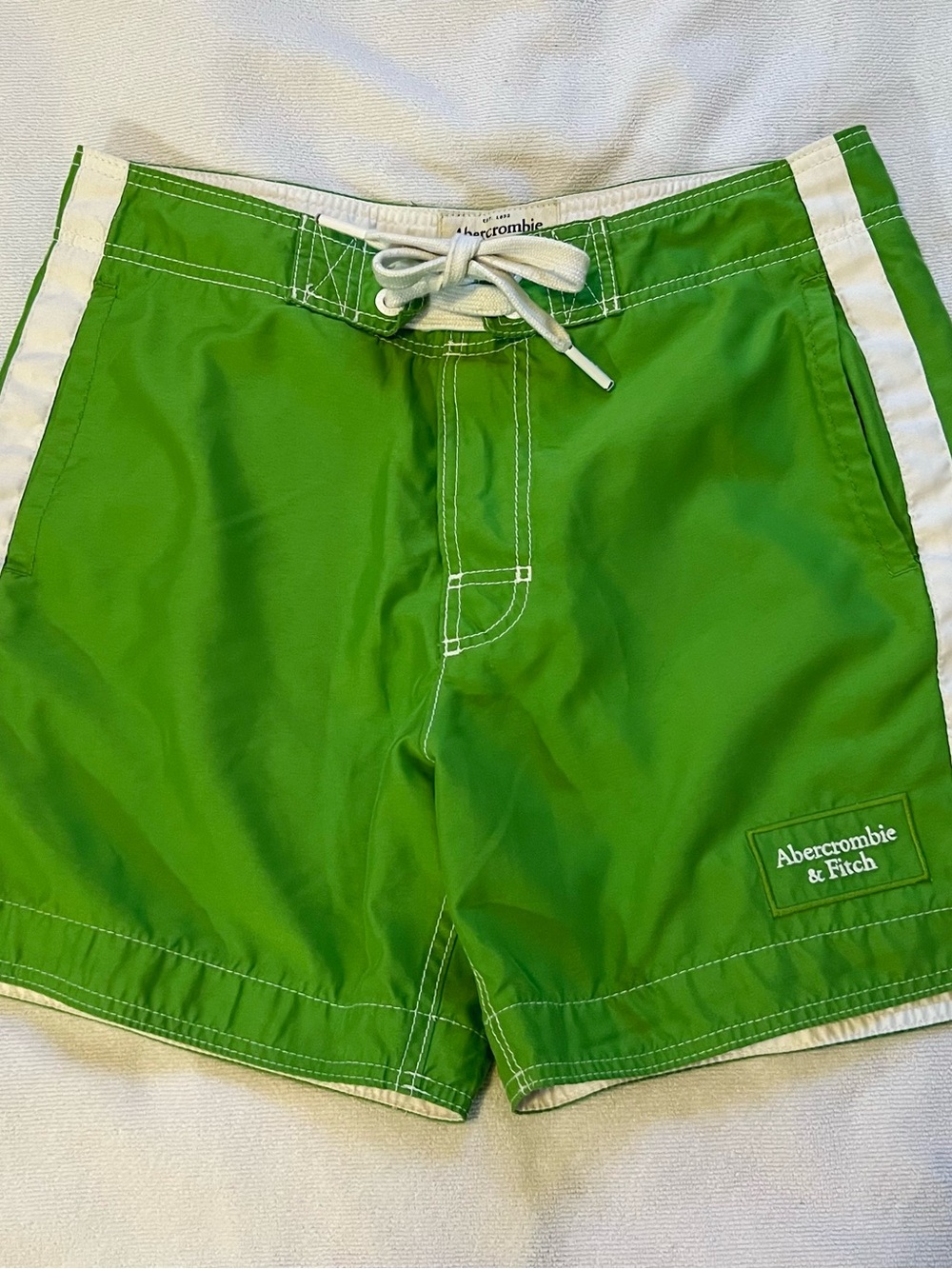 Abercrombie & Fitch Bright Green Swim Shorts with White Trim